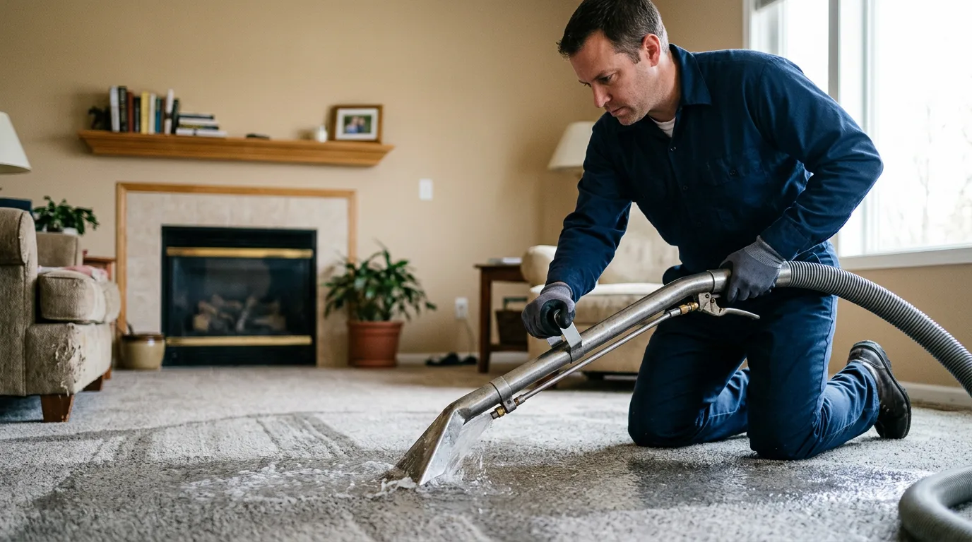 Water damage restoration technician working near Violet Hill, AR